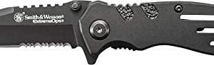Smith & Wesson Accessories Extreme Ops SWA24S 7.1in S.S. Folding Knife with 3.1in Serrated Clip Point Blade and Aluminum Handle for Outdoor, Tactical, Survival and EDC : Tools & Home Improvement