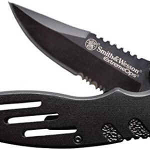 Smith & Wesson Accessories Extreme Ops SWA24S 7.1in S.S. Folding Knife with 3.1in Serrated Clip Point Blade and Aluminum Handle for Outdoor, Tactical, Survival and EDC : Tools & Home Improvement
